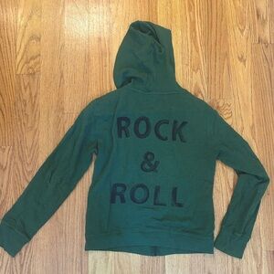 ZADIG AND VOLTAIRE army green hoodie with “ROCK & ROLL” printed on back. Size XS